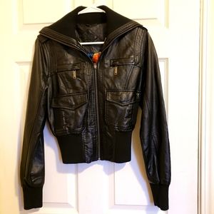 Jou Jou Faux Leather  Medium Crop Jacket